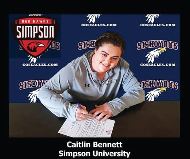 Caitlyn Bennett officially signed with Simpson College on Monday.                                          Photo courtesy of College of the Siskiyous