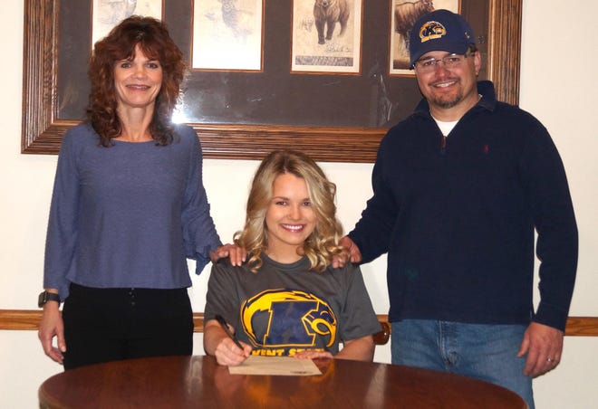 Signing a letter of intent is Amber Cirone (center) seated between her mother Tena and father Ben. Submitted photo