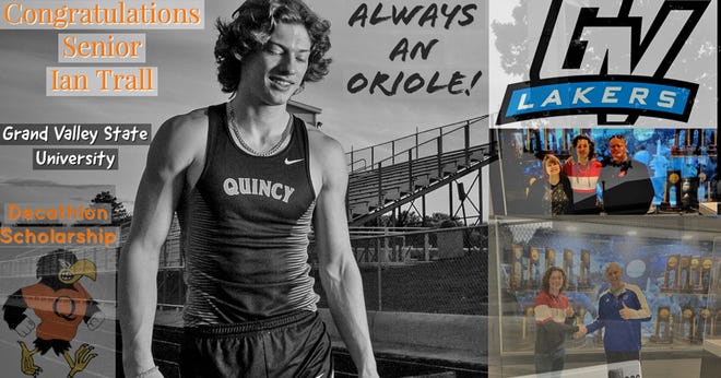 Quincy senior Ian Trall recently signed his letter of intent to compete for Grand Valley State Track and Field.



[PHOTO COLLAGE COURTESY OF QUINCY ATHLETIC DIRECTOR GABE FRISBIE}