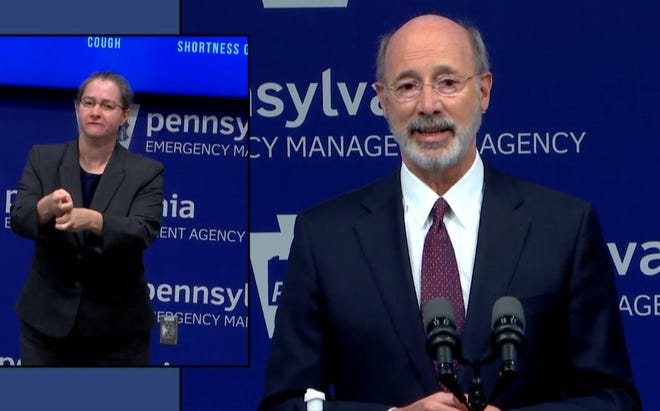 Gov. Tom Wolf announces the creation of the Commonwealth Civilian Coronavirus Corp, an initiative that the state government hopes will help address the pandemic and unemployment problems of Pennsylvania simultaneously. [POCONO RECORD/SCREEN SHOT]