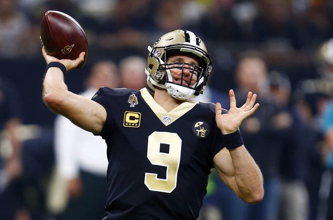 Drew Brees and the New Orleans Saints will take part in at least three headline contests in 2020, including a season-opener against Tom Brady and the rejuvenated Tampa Bay Buccaneers. (AP Photo/Butch Dill, file)