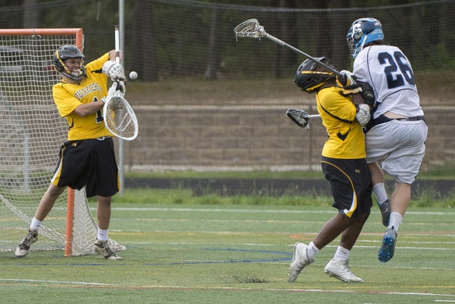 Shawnee’s Curtis Corley takes a shot at the end of the 2014 South Jersey Group 3 championship against Moorestown in 2014. [file]