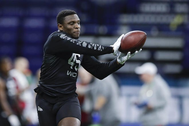 TCU wide receiver Jalen Reagor catches a pass during the NFL Scouting Combine. [MICHAEL CONROY / ASSOCIATED PRESS FILE]