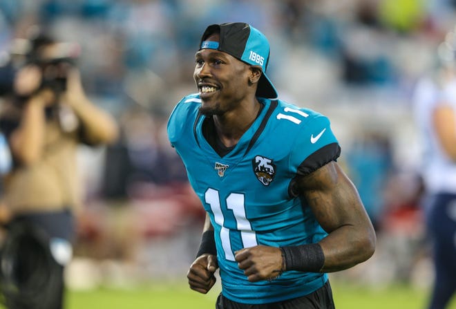 Jacksonville Jaguars wide receiver Marqise Lee (11) before an NFL football game against the Tennessee Titans at TIAA Bank Field, Thursday, Sept. 19, 2019 in Jacksonville, Fla. [Gary Lloyd McCullough/For The Florida Times-Union]