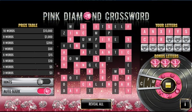 The Pink Diamond Crossword is among the games now available online. (Rhode Island Lottery image)