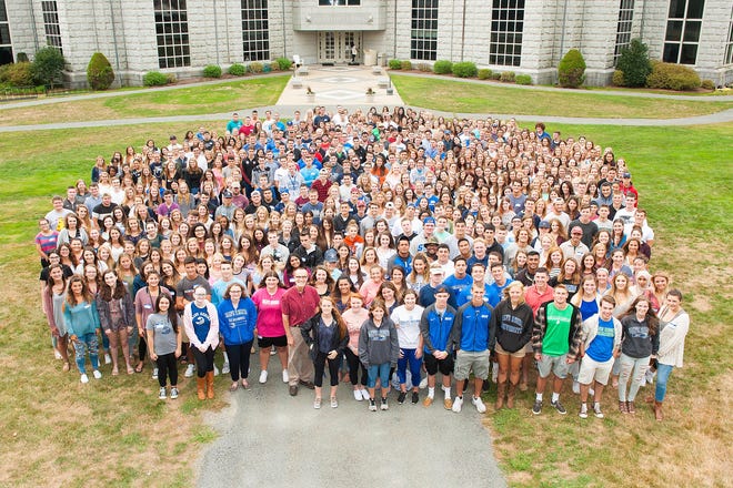 Members of the Salve Regina University Class of 2020 are shown in fall 2016, when they first arrived on campus. That class graduated Sunday via a virtual ceremony. [ANDREA HANSSEN/SALVE REGINA UNIVERSITY]