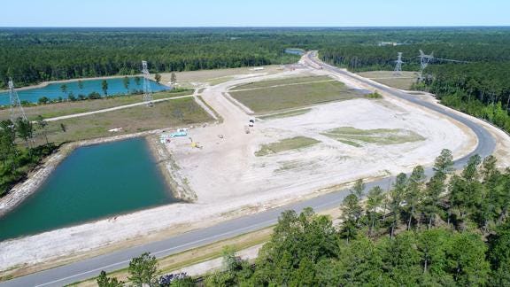 A little more than two years after its groundbreaking work on the Savannah Economic Development Authority's 744-acre Savannah Manufacturing Center located off of Old River Road is expected to be complete in late June. [Photo courtesy of the Savannah Economic Development Authority]