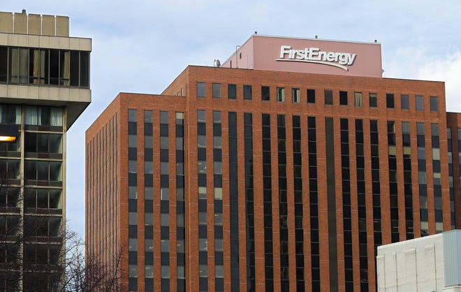The FirstEnergy building in downtown Akron is shown Friday, March 13, 2020. [Jeff Lange/Beacon Journal]