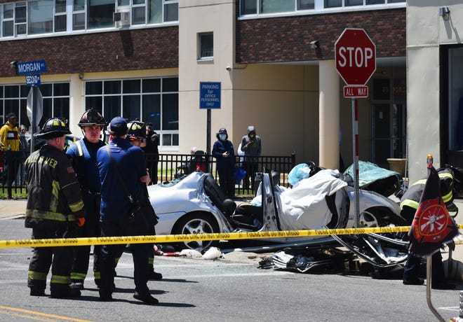 Two people were transported to Rhode Island Hospital following a single vehicle accident at Morgan and Second streets. [Herald News photo | Colin Furze]