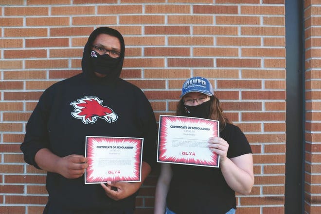These two DLHS student each won $1,000 scholarships at Camp Firebird.