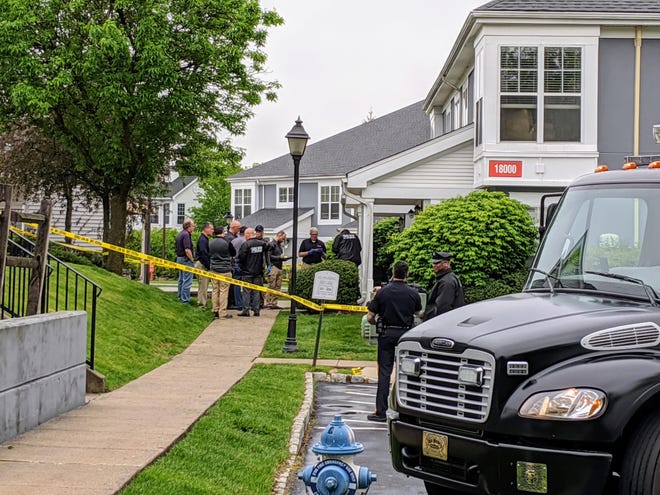 Police investigate a shooting in a home at The Edge at Yardley luxury apartment complex on Cornerstone Drive in Lower Makefield on Friday. [ANTHONY DIMATTIA / STAFF PHOTOJOURNALIST]