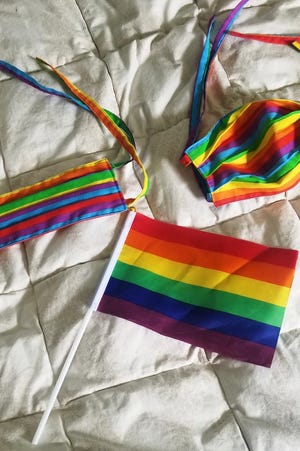 The group Rainbow Chelmsford offers rainbow-colored Pride flags, and face masks, in honor of the town's LGBTQ community. The Board of Selectmen has issued a proclamation declaring June as LGBTQ Pride Month in town. [Courtesy Photo]