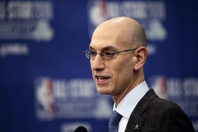 In this Feb. 16, 2019, file photo, NBA Commissioner Adam Silver speaks during the NBA All-Star festivities in Charlotte, N.C. [ASSOCIATED PRESS]