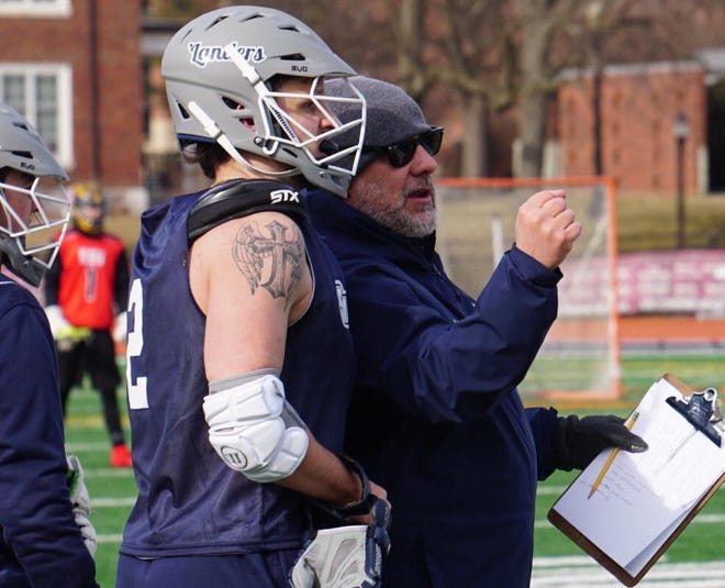 Sussex County Community College head men’s lacrosse coach Steve Manitta, right, has turned his attention to the recruiting trail with the 2020 season canceled due to the coronavirus pandemic. [Submitted photo]