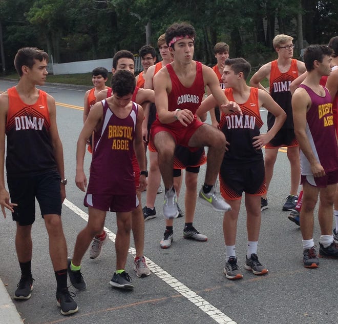 Jamison DeFaria, inexplicably, was allowed to use his invisible Harley for this 2018 cross country meet. [Herald News photo | Greg Sullivan]