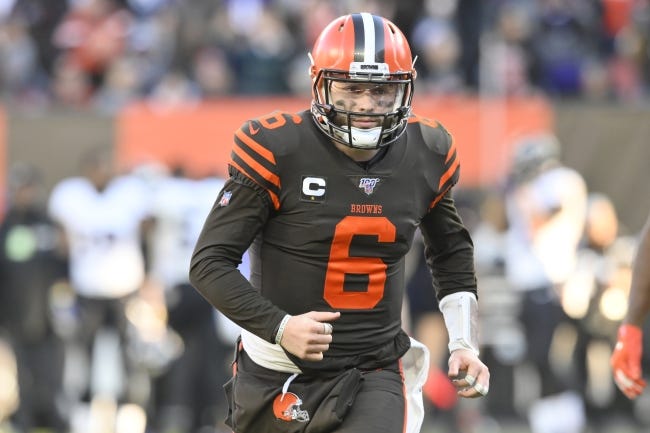 Baker Mayfield had a rocky second season with the Cleveland Browns as his quarterback rating fell from 93.7 as a rookie to 78.8. [AP Photo/David Richard]