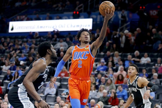 Thunder guard Shai Gilgeous-Alexander can still get to the basket, but after playing alongside Chris Paul and Dennis Schroder, Gilgeous-Alexander realized some off-ball skills he needed to further develop. He has used the pandemic break to work on those. [BRYAN TERRY/THE OKLAHOMAN]