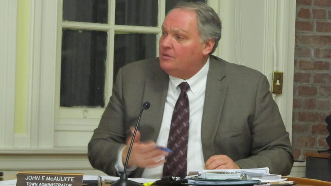 Town administrator since 2015, John McAuliffe resigned from his job after months of declining health. He was placed on medical leave in early February, and his retirement is effective July 14. [File Photo]