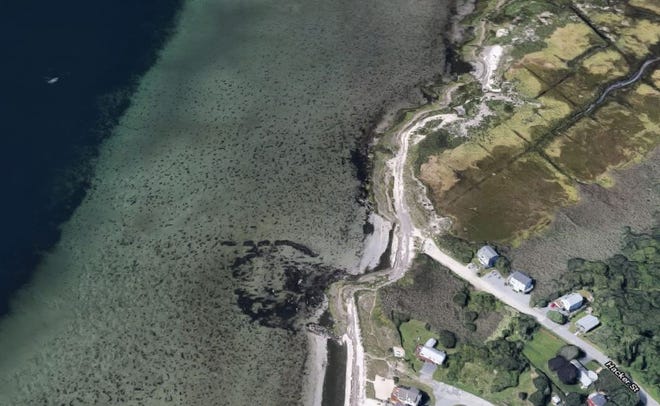 Map shows the approximate area of Pope Beach at the end of Hacker Street where a Fairhaven man died Saturday after going into the water, according to the Bristol County District Attorney's office. [Google Maps image]