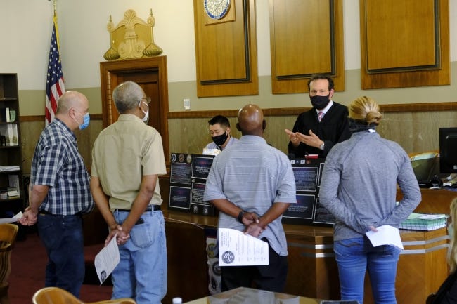 Judge Kevin Stoner is presiding over a new veterans treatment court in Oklahoma County. The first session was Tuesday. [Doug Hoke/The Oklahoman]