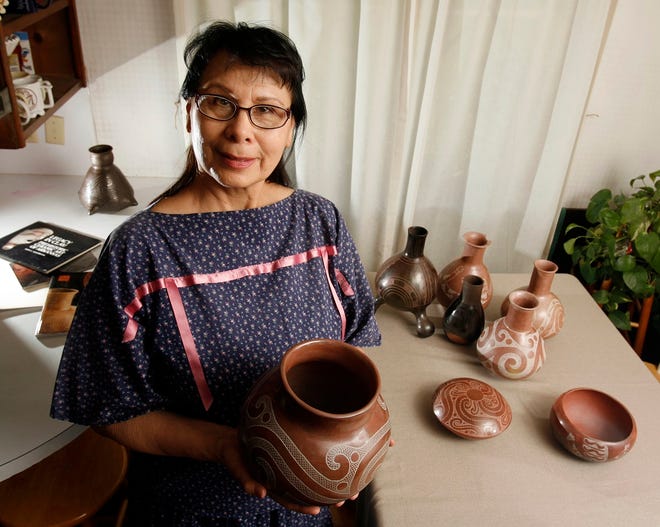 Jeri Redcorn, Caddo potter, poses for a photo at her home in Norman, Okla. on Thursday, May 28, 2009. [The Oklahoman Archives]