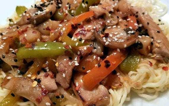 Hoisin Pork Stir-Fry Over Soba Noodles or Rice. [Laura Tolbert]