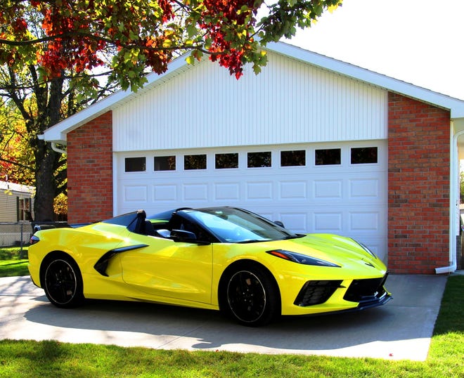 This is the actual 2020 Corvette Convertible tested delivered in Accelerate Yellow. It is one of the first convertibles in the media carpool. [Dave Mareck]