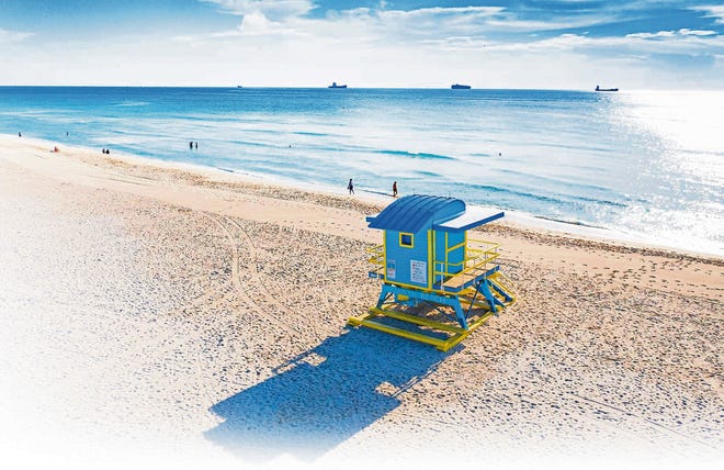 An iconic colorful lifeguard tower on Miami’s South Beach. [MIAMI BEACH VISITOR AND CONVENTION AUTHORITY]