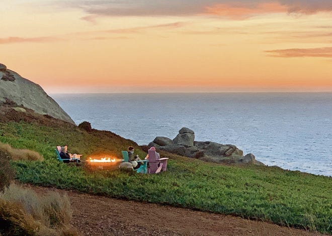 Lounging by the firepit at sunset at Timber Cove Resort in Jenner, California. [Charlene Peters]