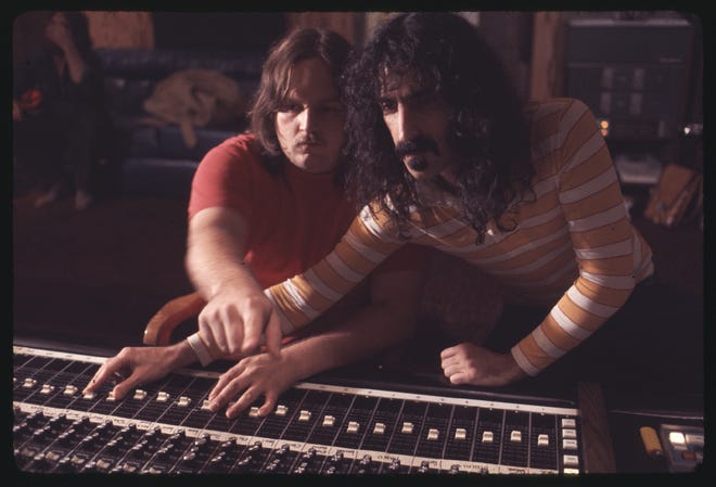 Frank Zappa gets into the recording process with his engineer Kerry McNabb. [Magnolia Pictures]