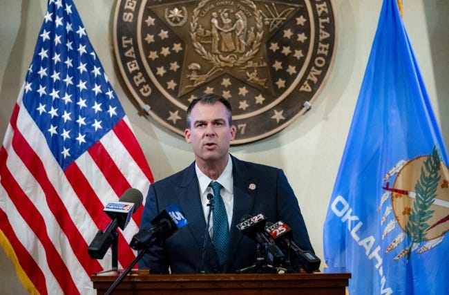 Gov. Kevin Stitt speaks during a press conference at the state Capitol building to provide an update on Oklahoma's response to COVID-19 in Oklahoma City, Okla. on Thursday, Dec. 10, 2020. [Chris Landsberger/The Oklahoman]