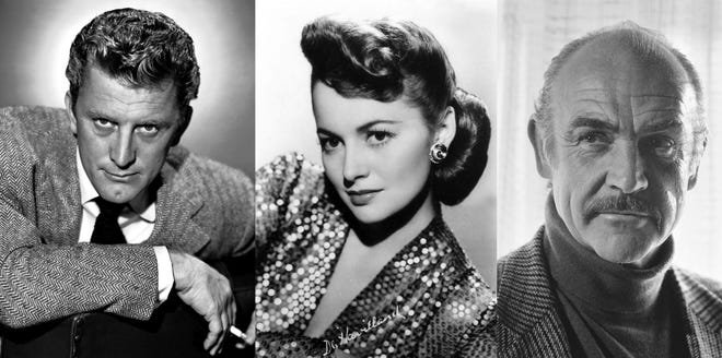 Kirk Douglas, Olivia de Havilland and Sean Connery. [Wikipedia]
