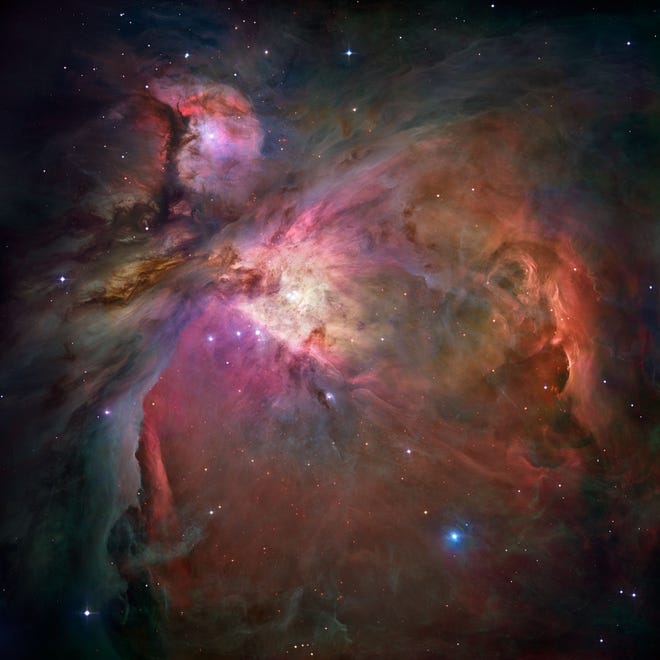 M42, the Great Nebula of Orion, as seen by the Hubble Space Telescope.[Wikimedia Commons/Public domain/NASA, ESA, M. Robberto (Space Telescope Science Institute/ESA) and the Hubble Space Telescope Orion Treasury Project Team]