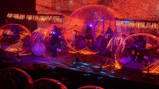 After a couple of test runs, the Lips staged what were billed as "the World's First Space Bubble Concerts" Jan. 22-23 at The Criterion in Bricktown. All the band members and audience members were in plastic orbs for the shows, with each Space Bubble accommodating up to three people. [Scott Booker photo]
