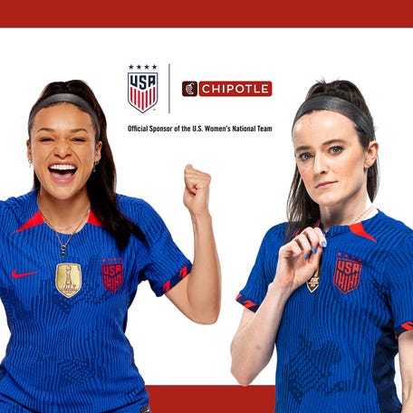 During the 2023 World Cup, Chipotle is adding exclusive menu items created with the help of USWNT stars Sophia Smith, at left, and Rose Lavelle and to its digital menu.