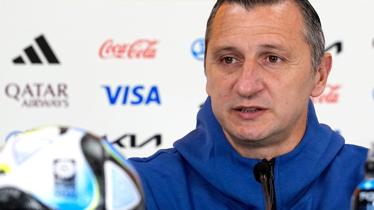 USWNT head coach Vlatko Andonovski holds a news conference in Auckland, New Zealand.