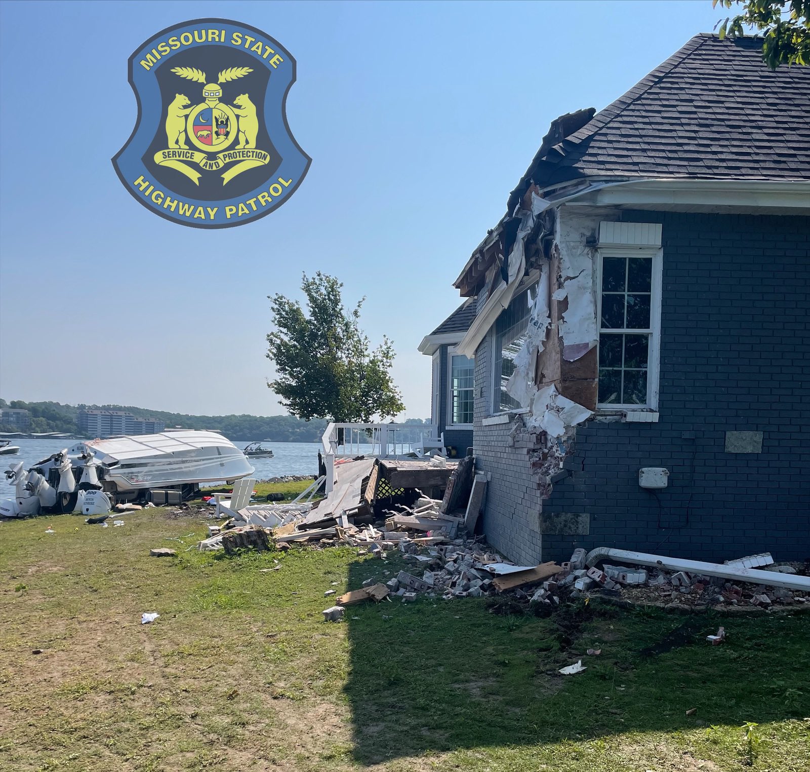 Eight people were injured after a boat ran aground at the Lake of the Ozarks and crashed into a home on Saturday, July 22, 2023, according to the Missouri State Highway Patrol.