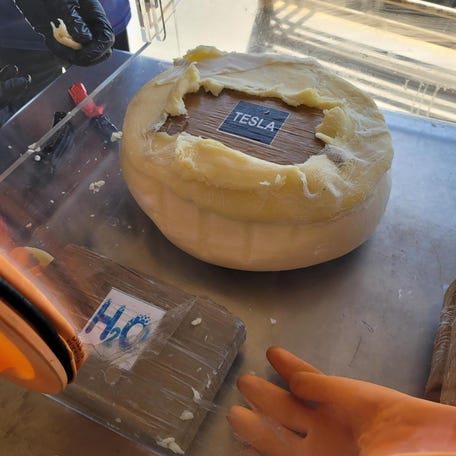 U.S. Customs and Border Protection officers intercepted an attempted cocaine smuggling on July 20, 2023 when a pick-up truck from Mexico was referred for a secondary inspection. Officers found four wheels of cheese with 17.8 pounds of cocaine inside.