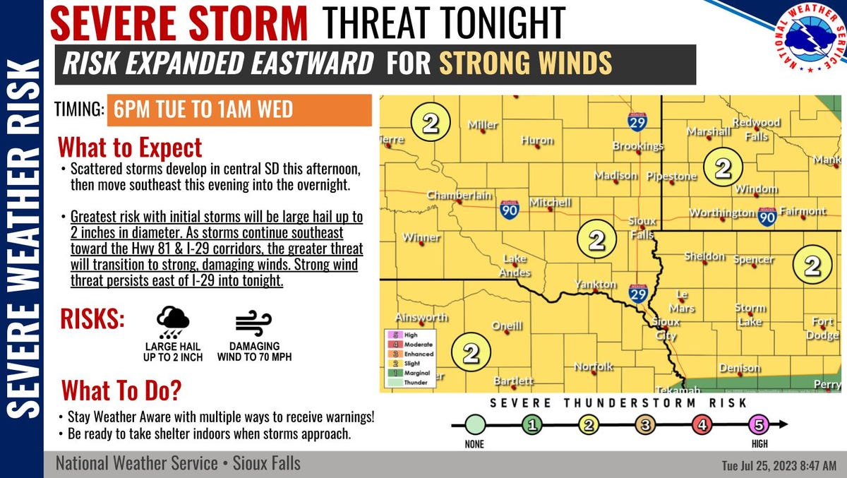 The NWS issues a severe thunderstorm watch ahead of overnight storms