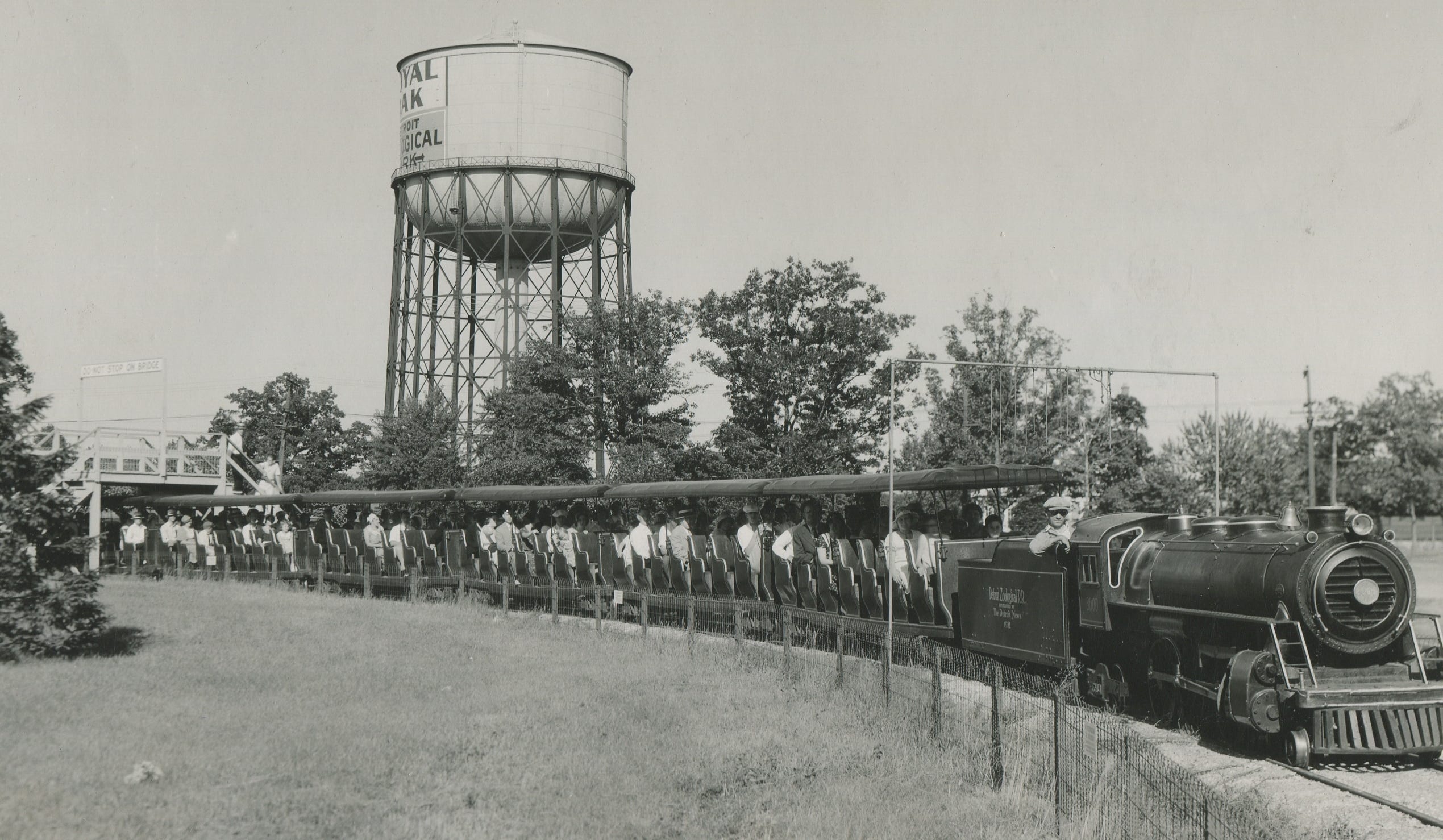 The Detroit Zoo train makes its way around the zoo on March 21, 1939. The railroad was donated by The Detroit News and opened in 1931.