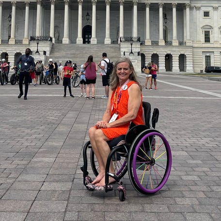 Kim Harrison in her wheelchair during the Roll on Capitol Hill.