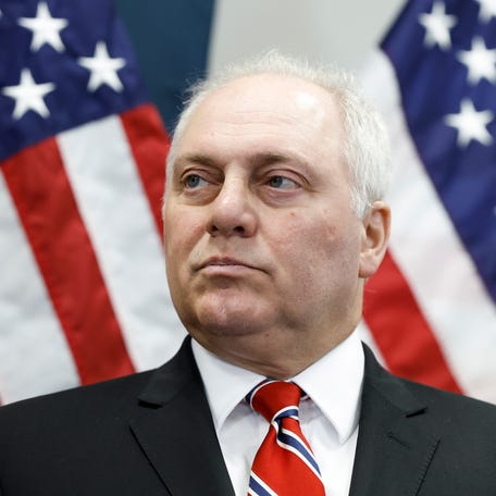 U.S. House Majority Leader Rep. Steve Scalise, R-La., listens during a press conference following a House Republican Conference meeting at the U.S. Capitol Building on July 18, 2023 in Washington, DC.