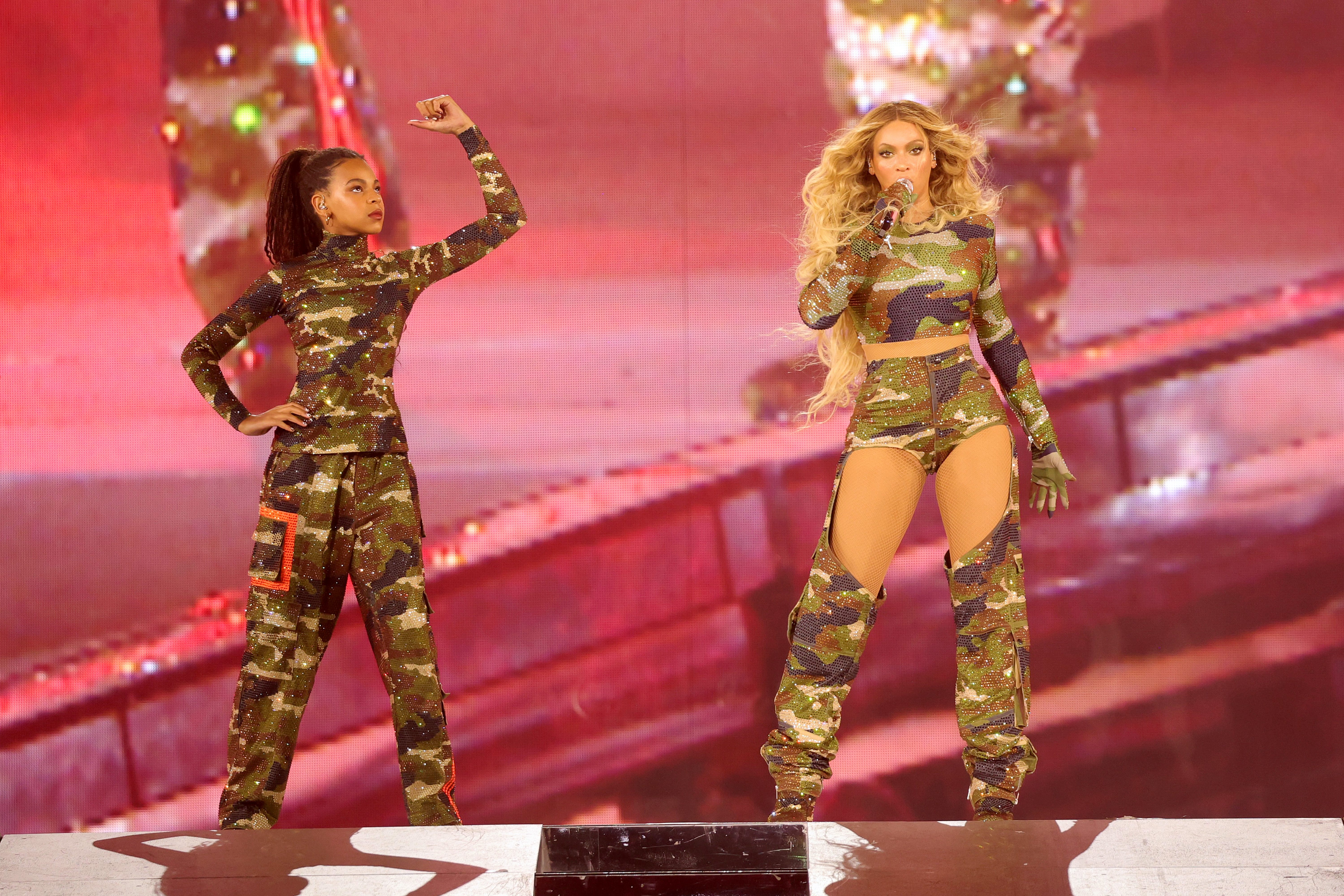 August 11, 2023: Blue Ivy Carter and Beyoncé perform onstage during the "RENAISSANCE WORLD TOUR" at Mercedes-Benz Stadium in Atlanta, Georgia.