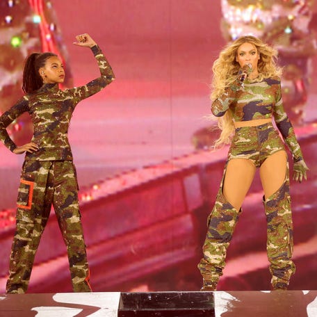 August 11, 2023: Blue Ivy Carter and Beyoncé perform onstage during the "RENAISSANCE WORLD TOUR" at Mercedes-Benz Stadium in Atlanta, Georgia.