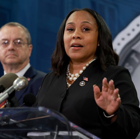Fulton County District Attorney Fani Willis speaks during a news conference at the Fulton County Government building on August 14, 2023 in Atlanta, Georgia. A grand jury today handed up an indictment naming former President Donald Trump and his Republican allies over an alleged attempt to overturn the 2020 election results in the state.