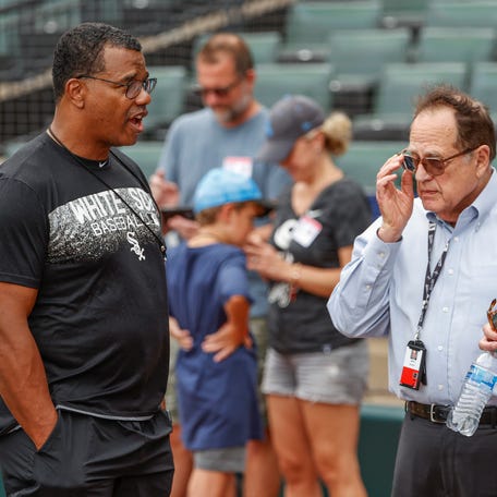 Chicago White Sox executive vice president Ken Williams (left) and general manager Rick Hahn (right) were fired on Tuesday, owner Jerry Reinsdorf (middle) announced in a statement.