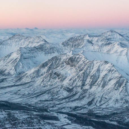 The northern stretch of Brooks Range is seen at sunrise.