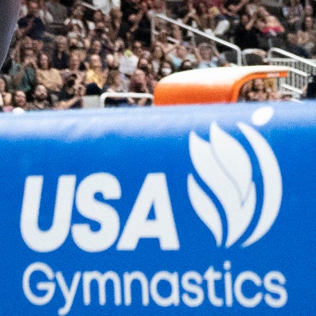 August 27, 2023; San Jose, California, USA; Simone Biles performs on the floor exercise during the 2023 U.S. Gymnastics Championships at SAP Center. Mandatory Credit: Kyle Terada-USA TODAY ORG XMIT: IMAGN-715652 ORIG FILE ID: 20230827_kkt_st3_029.jpg