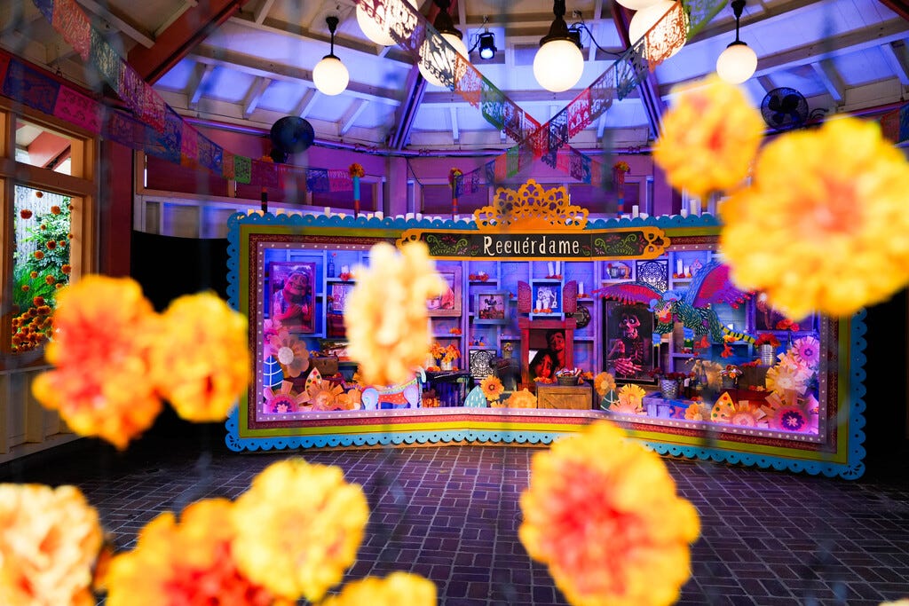 Plaza de la Familia returns to Disney California Adventure Park from Sept. 1 through Nov. 2, 2023. The area features characters from Disney and Pixar's film 