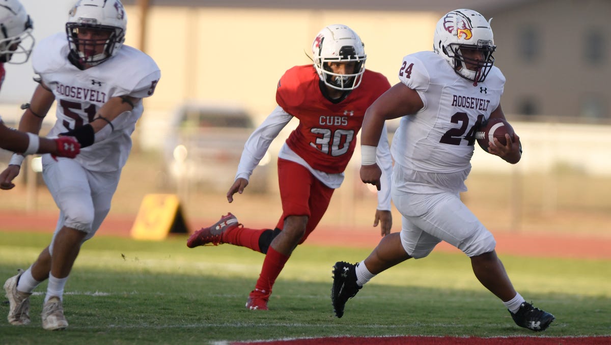 Angel Olivares Roosevelt run game control clock in win over Brownfield football Angel Olivares Roosevelt run game control clock in win over Brownfield football
